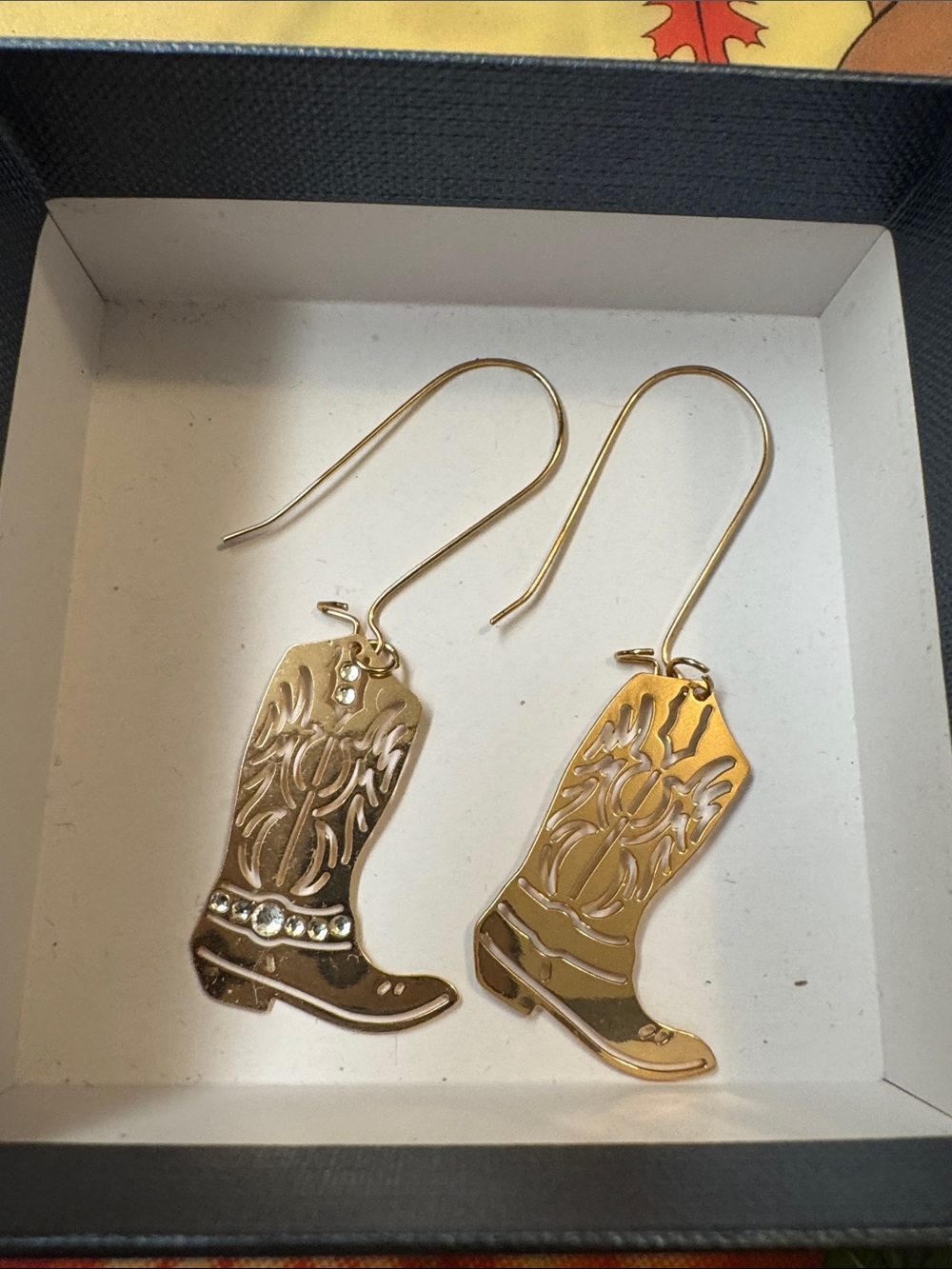 Gold Cowboy Boot Dangle Earrings - Women Accessories